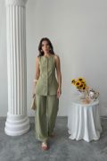 KETEN YELEK - PANTOLON TAKIM - Yeşil resmi